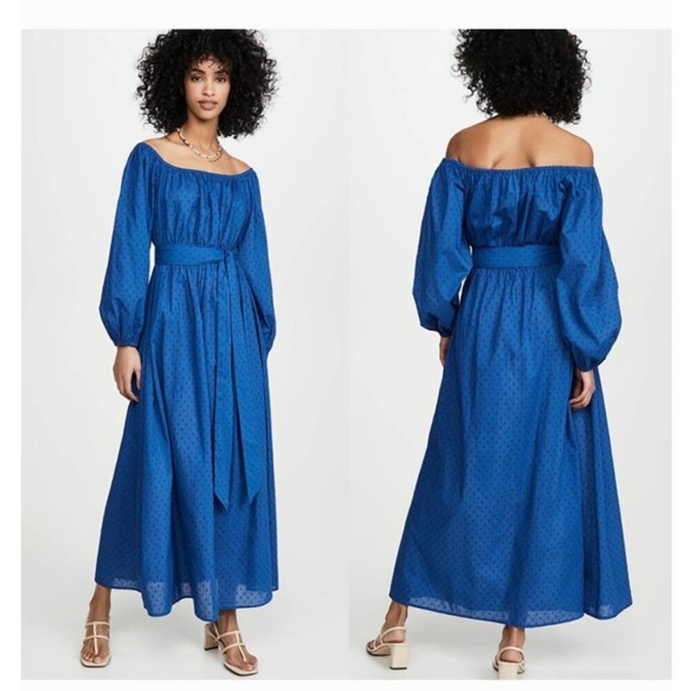 Mara Hoffman Blue Malika Blue Maxi Dress Swiss Dot‎ New Size: S